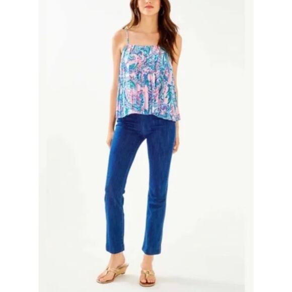 Lilly Pulitzer Ocean Kay High Rise Crop Stretchy Denim Jean Size 6 - Picture 1 of 10